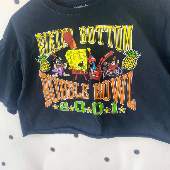 SPONGE BOB Bikini Bottom Bowl T-Shirt With Raw Hem - Picture 2 of 4